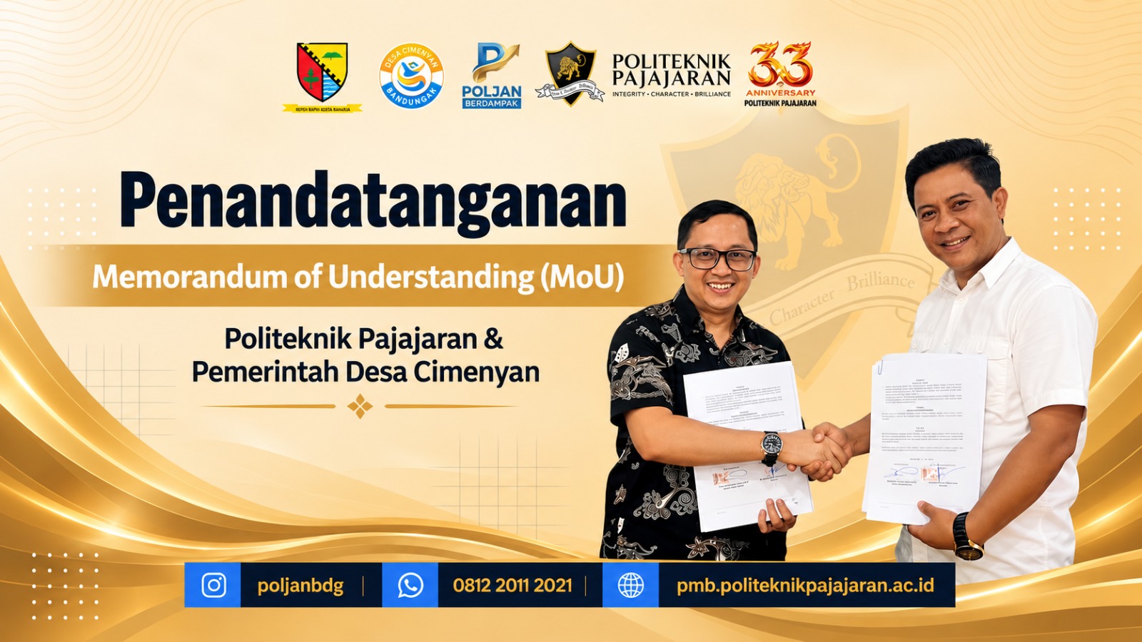 Perkuat Kolaborasi dan Pemberdayaan Masyarakat, Politeknik Pajajaran Jalin MoU dengan Pemerintah Desa Cimenyan